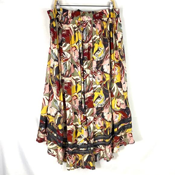 Torrid Hi Low Boho Maxi‎ Skirt Women 2X Yellow Ruffle Crinkle Gauze Cottagecore - Picture 3 of 9